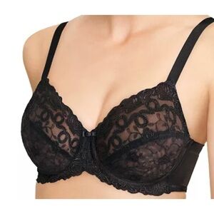 Wacoal black sheer underwire bra, size 36D